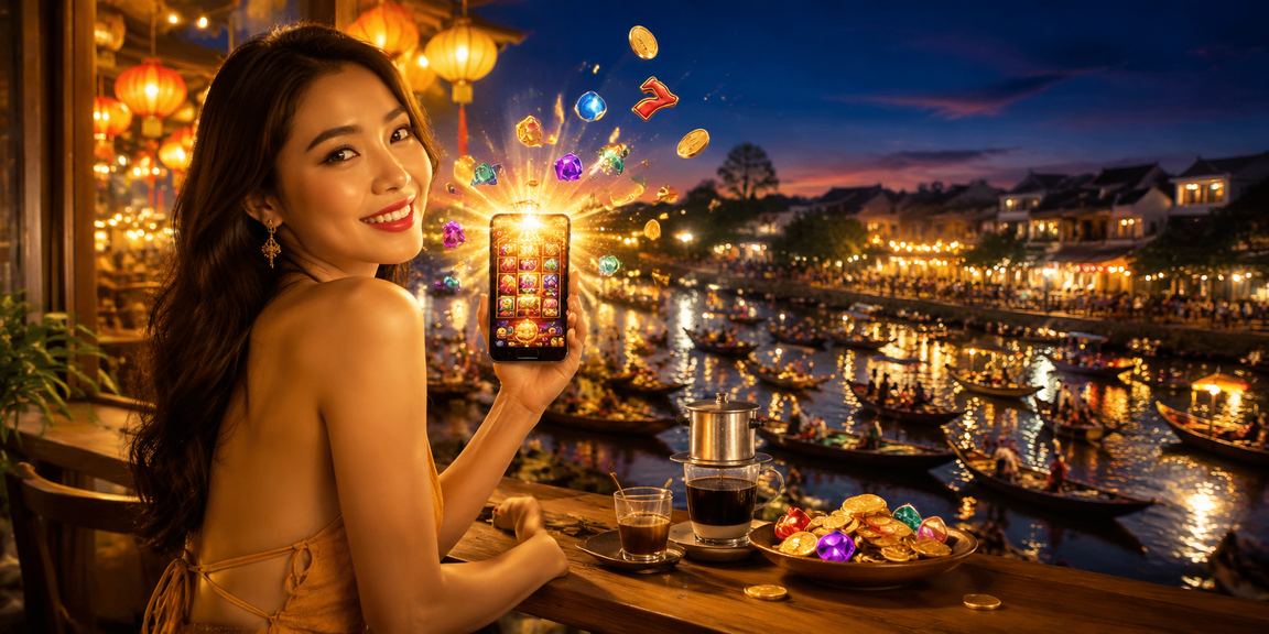 Người dùng tại Cần Thơ vừa uống cà phê vừa chơi slot game trực tuyến
