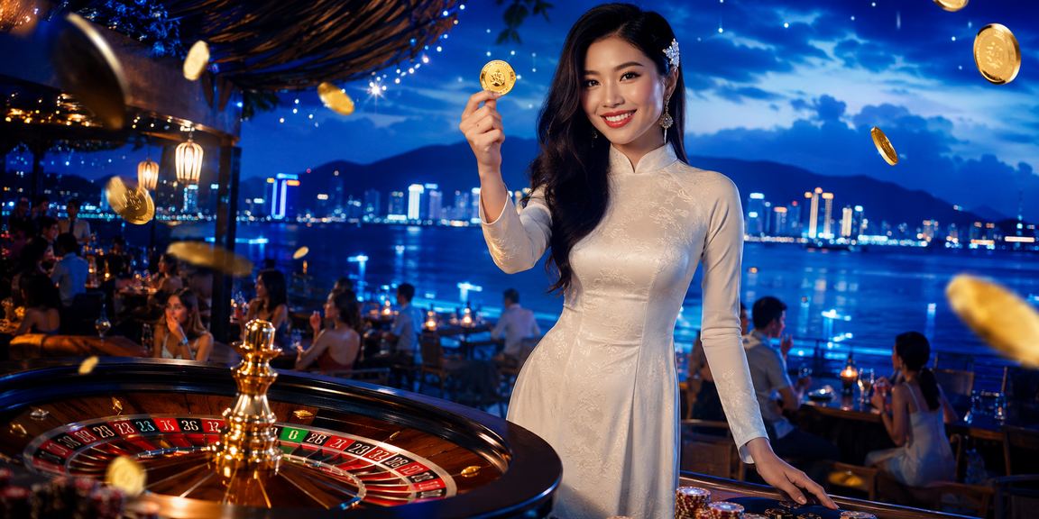 Người phụ nữ mặc áo dài tại Nha Trang tham gia trò chơi roulette trực tuyến